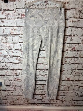 Lululemon Women's High-Waist Printed Leggings - Light Gray Leaf Print